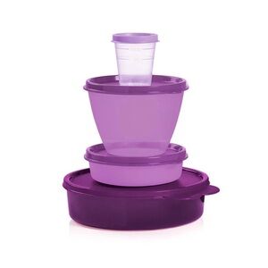 Tupperware Little bit of everything set purple refrigerator bowl wonder midget